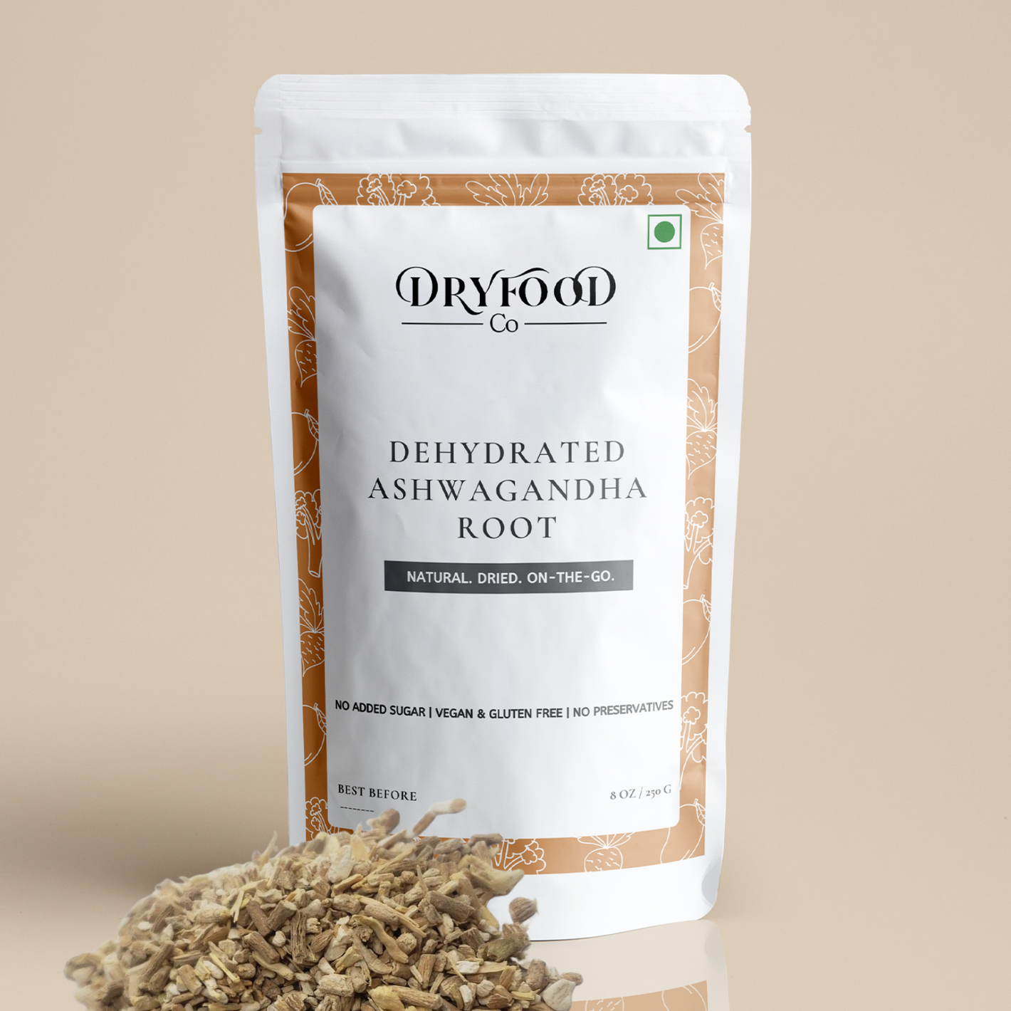 Dehydrated Ashwagandha Root - Withania somnifera.
