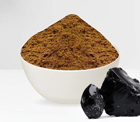 Shilajeet Extract Powder (Asphaltum punjabianum) in a free-flowing form, high in fulvic acids and trace minerals, perfect for adaptogenic formulations 